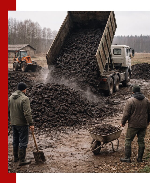 Доставка низинного торфа с разгрузкой и доставкой в Чите