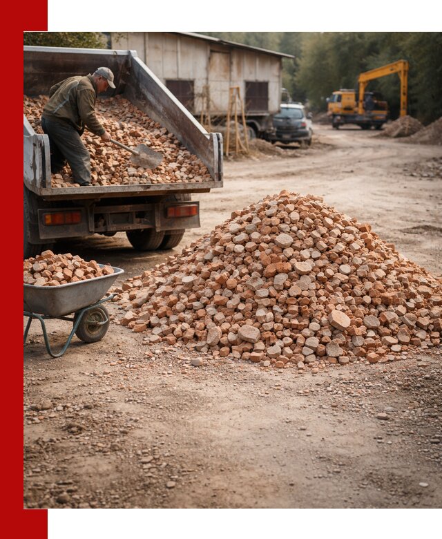 Доставка и подушка из боя кирпича с разгрузкой в Чите