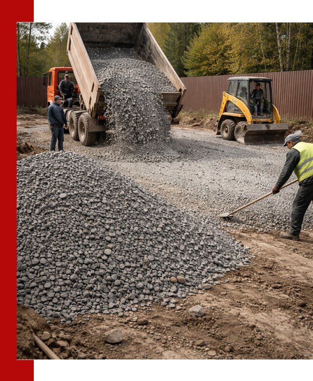 Отсыпка участка щебнем с доставкой и уплотнением в Чите